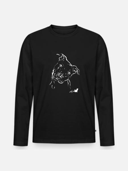 white pit bull - Men's Premium Organic Long Sleeve Shirt - black