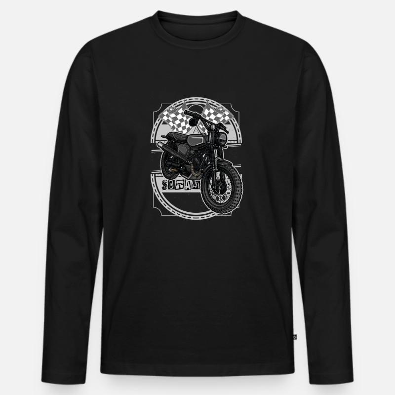 Schwalbe Scrambler // Illustration - Männer Premium Bio Langarmshirt - Schwarz