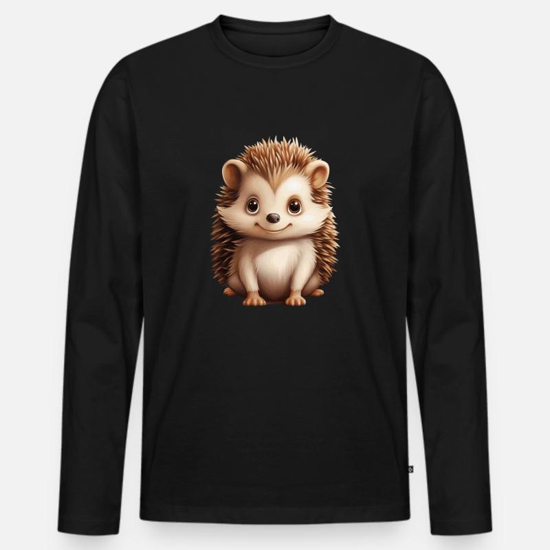 süßer kleiner Igel - Männer Premium Bio Langarmshirt - Schwarz