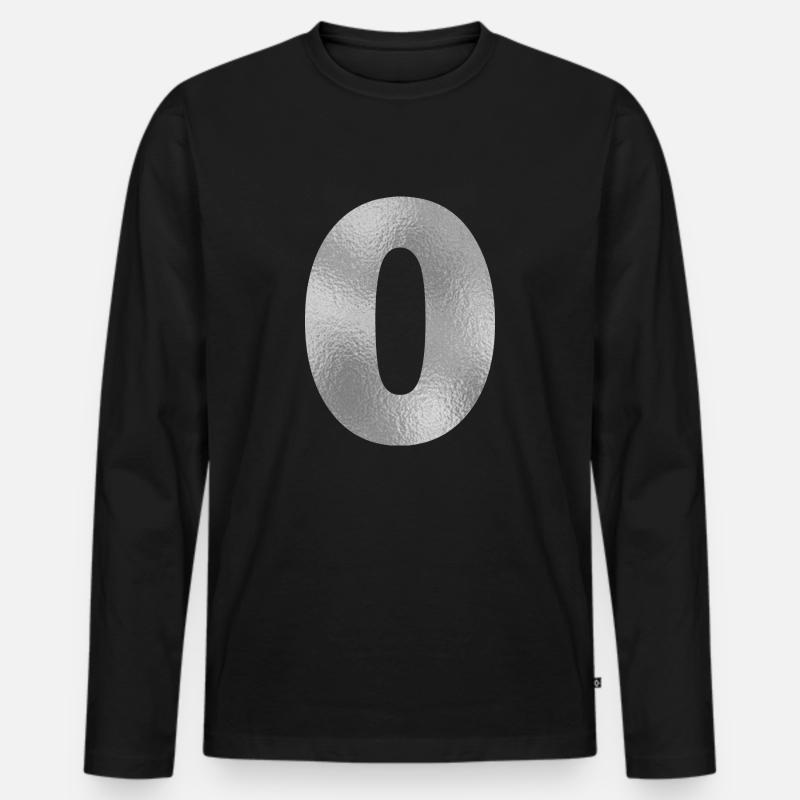 Zahl 0 Silber - Männer Premium Bio Langarmshirt - Schwarz