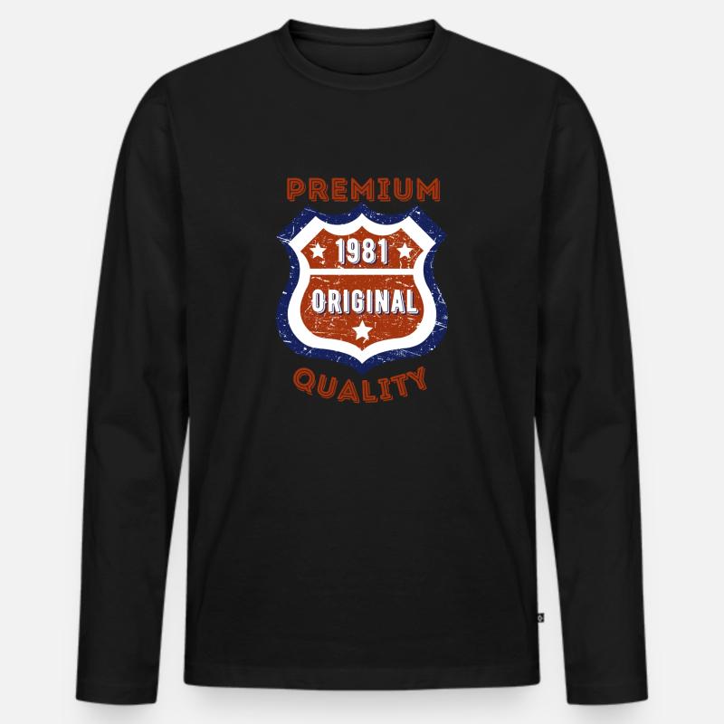 Premium-Qualität 1981 - Männer Premium Bio Langarmshirt - Schwarz
