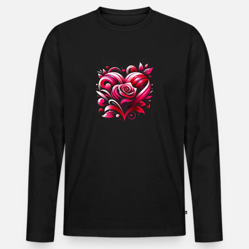 Ewige Blüte der Liebe - Männer Premium Bio Langarmshirt - Schwarz