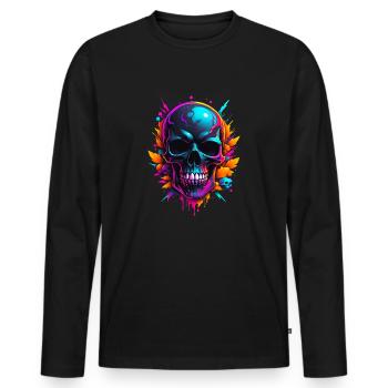 Skull - Männer Premium Bio Langarmshirt - Schwarz - Vorne - Nico (187cm)