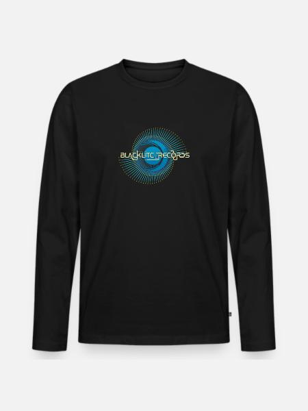 Blacklite Records Logo - Blue & Yellow Spiral - Men's Premium Organic Long Sleeve Shirt - black