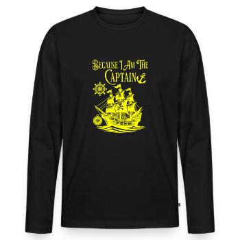 Capitaine Bateau Volant Ancre Boussole Marin Mer - T-shirt manches longues Premium bio Homme - noir - Devant - Nico (187cm)