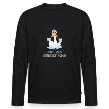 Hokus Pokus Mittelfinger Modus - Männer Premium Bio Langarmshirt - Schwarz - Vorne - Nico (187cm)