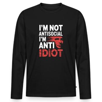 Pas fan de la bêtise - T-shirt manches longues Premium bio Homme - noir - Devant - Nico (187cm)