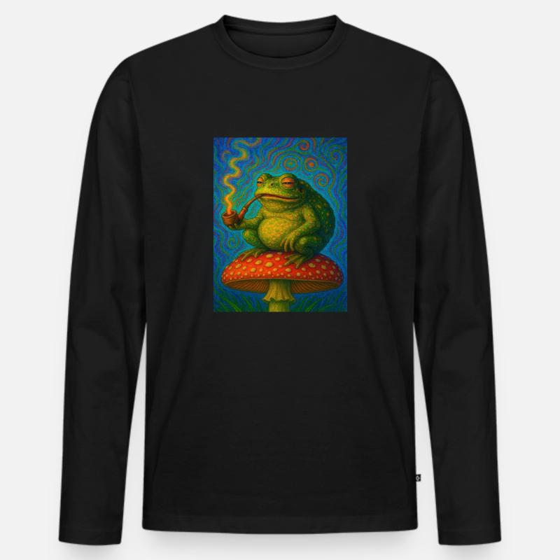 Rauchende Kröte - Männer Premium Bio Langarmshirt - Schwarz