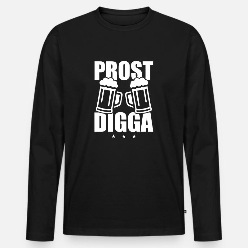 Prost Digga Bier - Männer Premium Bio Langarmshirt - Schwarz