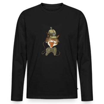 gamer rage cat - Men's Premium Organic Long Sleeve Shirt - black - Front - Nico (187cm)