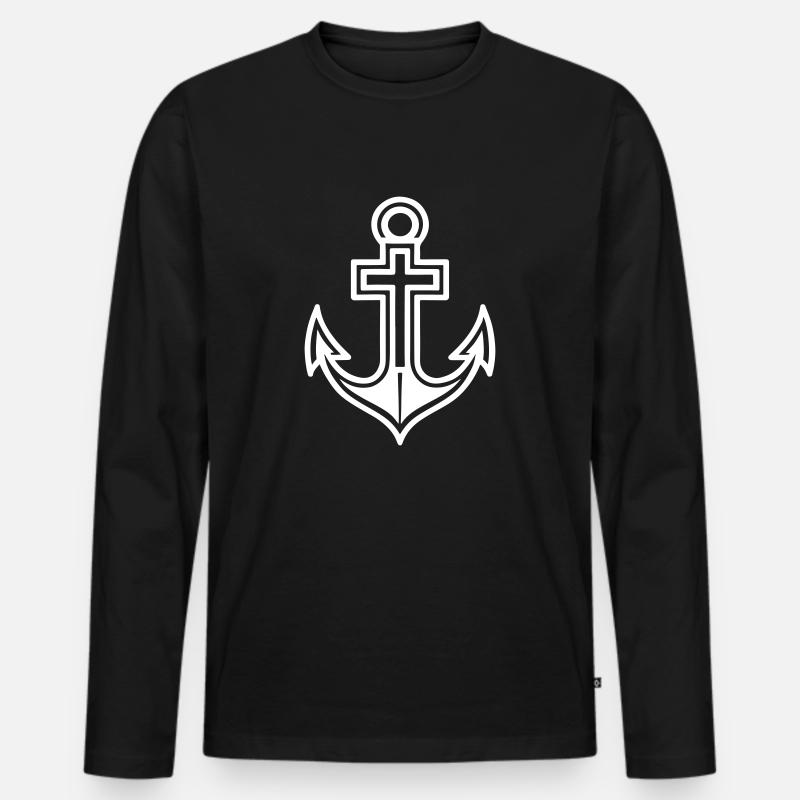 Anker Symbol - Männer Premium Bio Langarmshirt - Schwarz