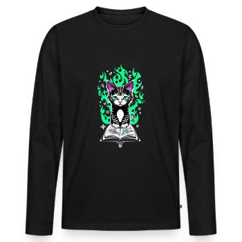 Chaton alchimique - T-shirt manches longues Premium bio Homme - noir - Devant - Nico (187cm)