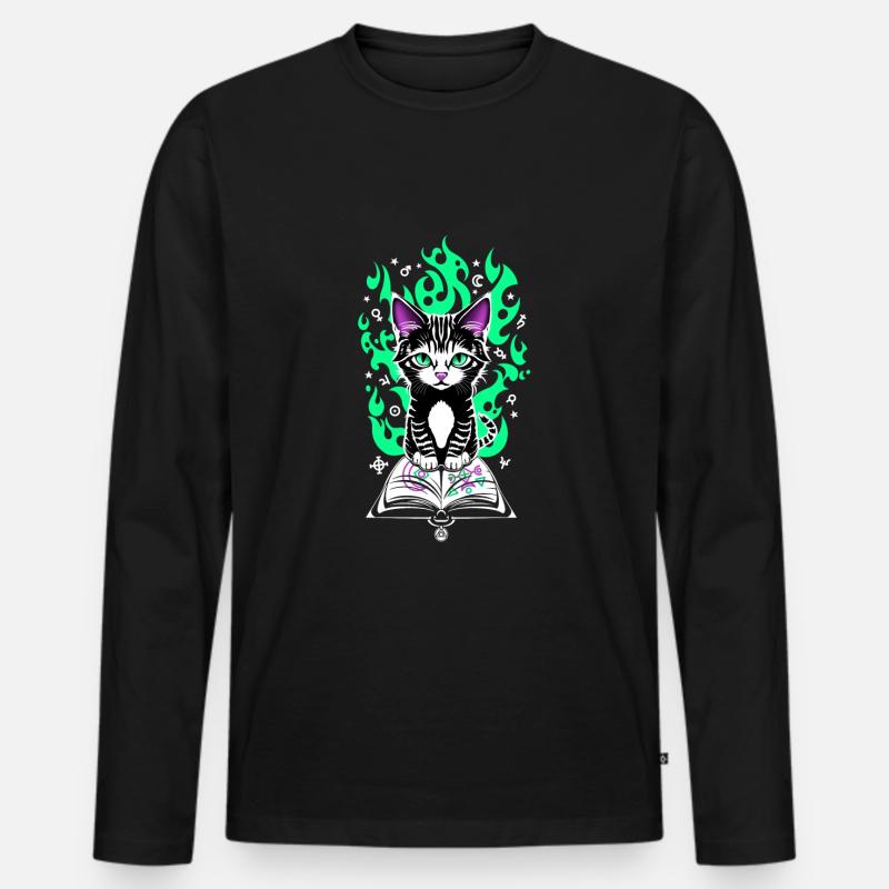 Alchemistisches Kätzchen - Männer Premium Bio Langarmshirt - Schwarz