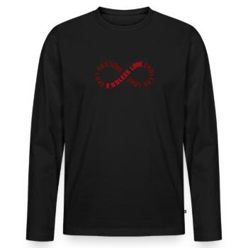 UNENDLICHE LIEBE - Männer Premium Bio Langarmshirt - Schwarz - Vorne - Nico (187cm)
