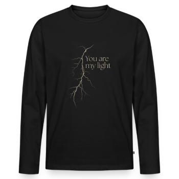 Du bist mein Licht - Männer Premium Bio Langarmshirt - Schwarz - Vorne - Nico (187cm)