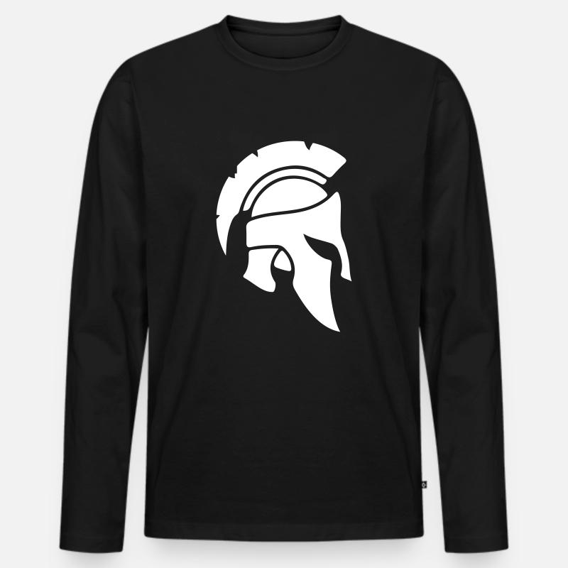 spartaner helm - Männer Premium Bio Langarmshirt - Schwarz