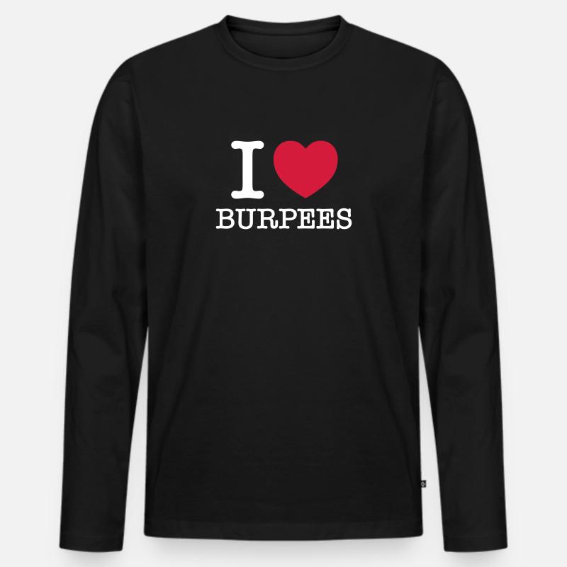 I (Heart) Burpees - Männer Premium Bio Langarmshirt - Schwarz