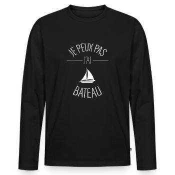 je peux pas j'ai BATEAU - T-shirt manches longues Premium bio Homme - noir - Devant - Nico (187cm)