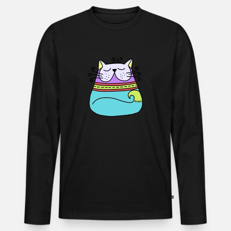 Katze - Männer Premium Bio Langarmshirt - Schwarz