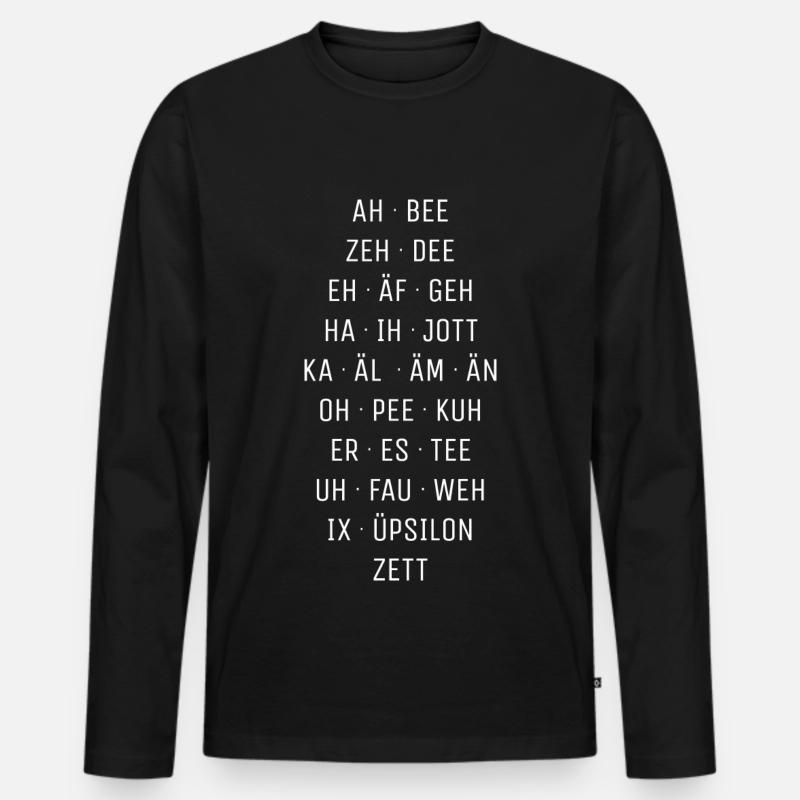 Deutsches Alphabet in Lautschrift - Männer Premium Bio Langarmshirt - Schwarz