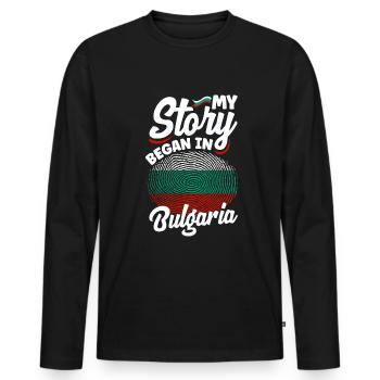 Bulgarisch Bulgarien Bulgarische Flagge Meine Geschichte begann - Männer Premium Bio Langarmshirt - Schwarz - Vorne - Nico (187cm)