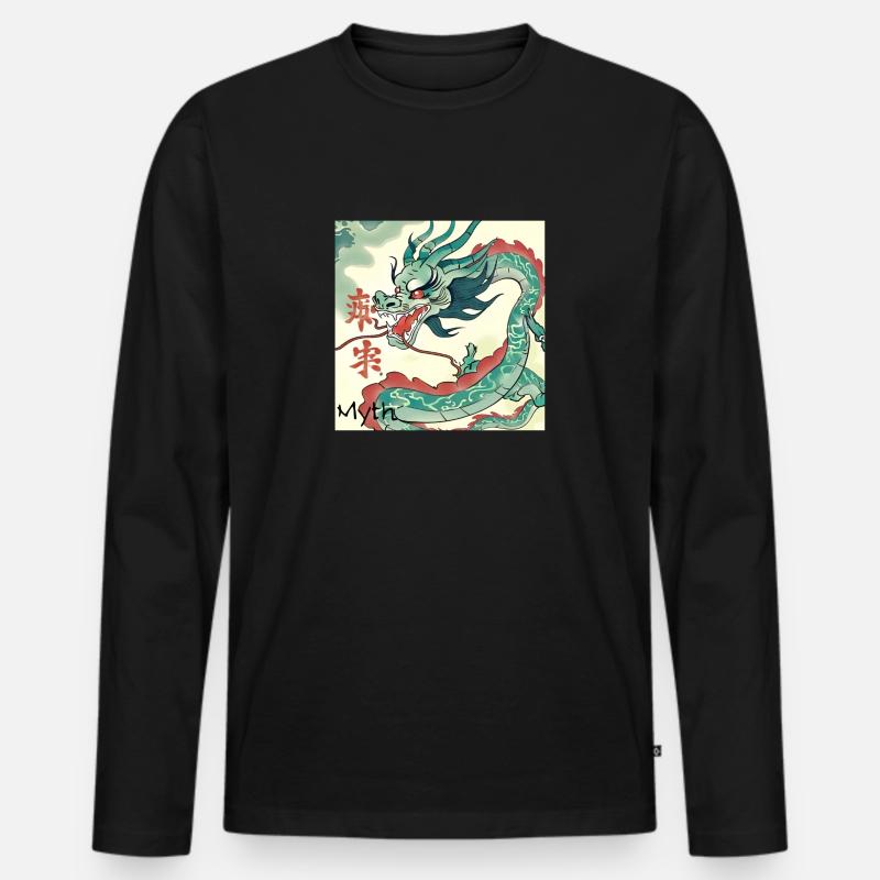 Myth - Chinesischer Drache - Männer Premium Bio Langarmshirt - Schwarz