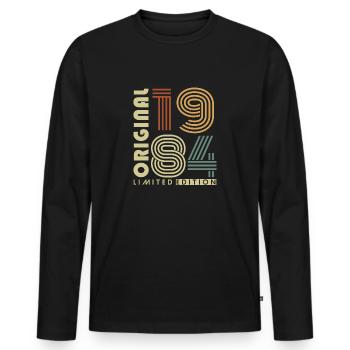 1984 Vintage Born Birthday Vintage Retro - Men's Premium Organic Long Sleeve Shirt - black - Front - Nico (187cm)