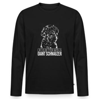 GÉANT SCHNAUZER la vie est meilleure en disant Wilsigns - T-shirt manches longues Premium bio Homme - noir - Devant - Nico (187cm)