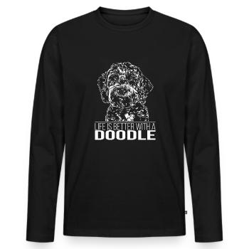 DOODLE Life is better Hunde Sort Wilsigns - T-shirt manches longues Premium bio Homme - noir - Devant - Nico (187cm)