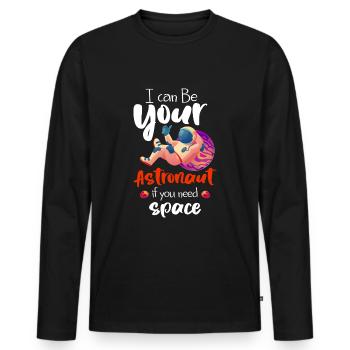 Weltall Logo Stern Spaceman - Männer Premium Bio Langarmshirt - Schwarz - Vorne - Nico (187cm)