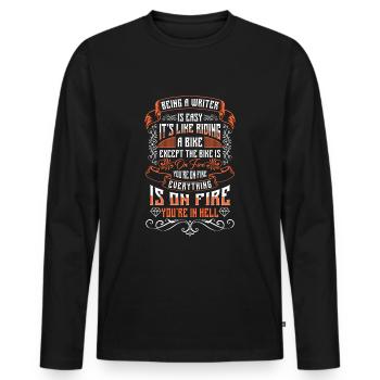 Author Writing Literature - Men's Premium Organic Long Sleeve Shirt - black - Front - Nico (187cm)