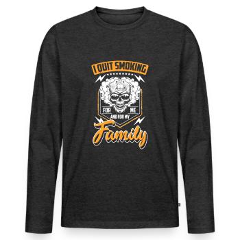 Zigarette Disziplin - Männer Premium Bio Langarmshirt - Anthrazit meliert - Vorne - Nico (187cm)