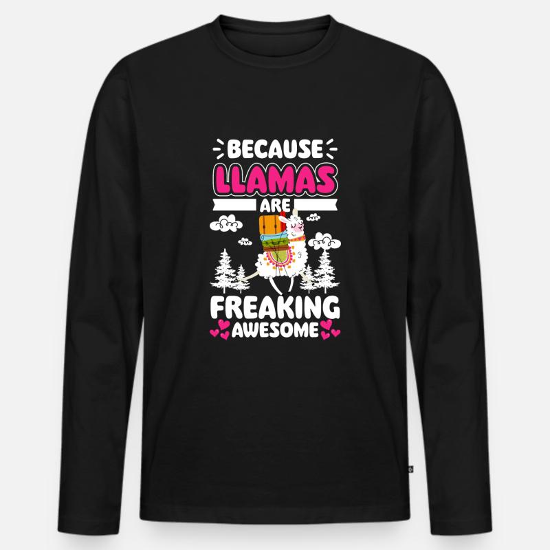 Lama Nutztier Tier Wolle - Männer Premium Bio Langarmshirt - Schwarz