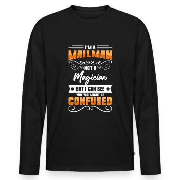 Briefträger Sendung Kurierdienst - Männer Premium Bio Langarmshirt - Schwarz - Vorne - Nico (187cm)