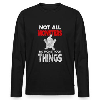 Famille de créatures d’horreur - T-shirt manches longues Premium bio Homme - noir - Devant - Nico (187cm)