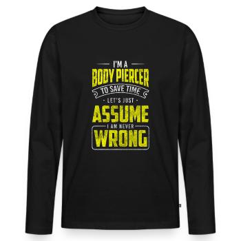 Artist Art Piercing Studio Plug - Men's Premium Organic Long Sleeve Shirt - black - Front - Nico (187cm)