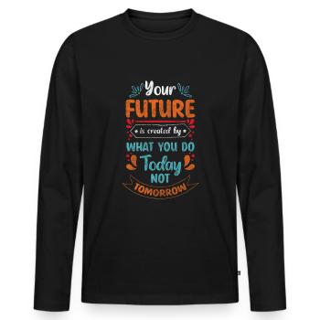 Chef Firma Kapitän - Männer Premium Bio Langarmshirt - Schwarz - Vorne - Nico (187cm)