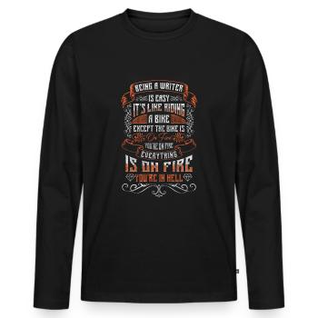 Écrivain Connaissance Journaliste Profession - T-shirt manches longues Premium bio Homme - noir - Devant - Nico (187cm)