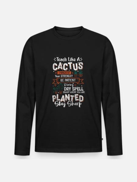 Cacture Water - Men's Premium Organic Long Sleeve Shirt - black