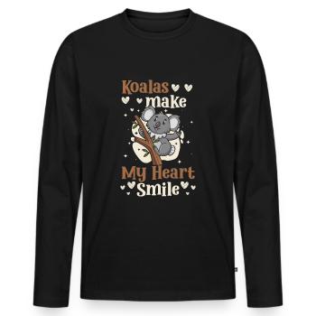 Eucalyptus Animal Fur Tree - T-shirt manches longues Premium bio Homme - noir - Devant - Nico (187cm)