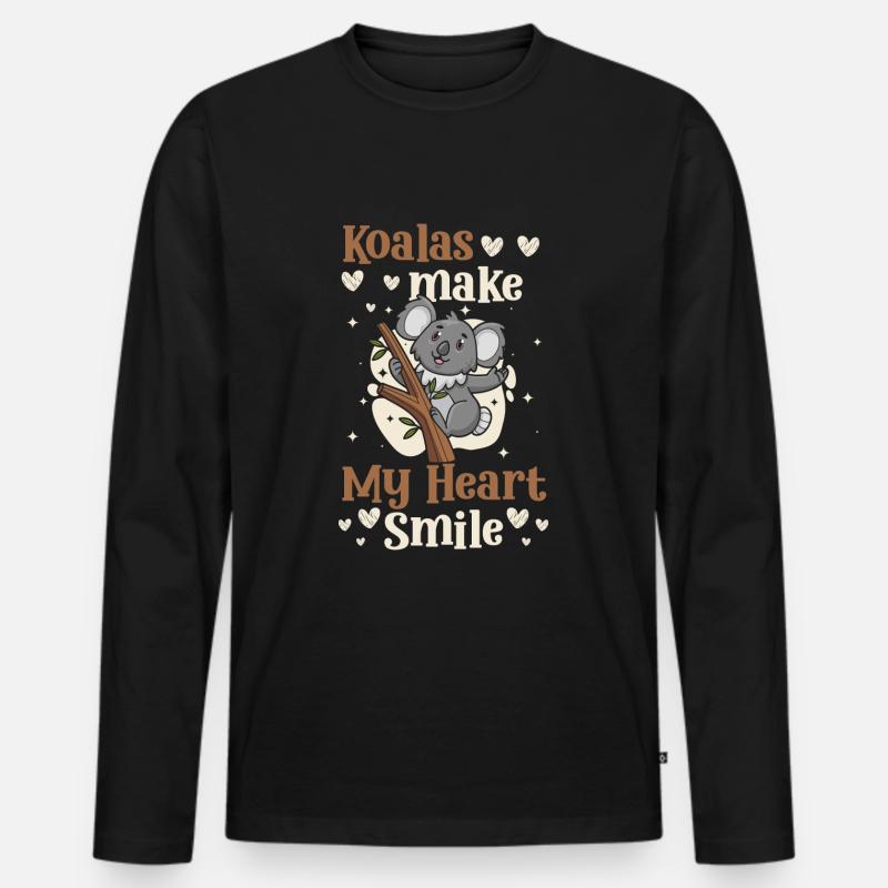 Eukalyptus Tier Fell Baum - Männer Premium Bio Langarmshirt - Schwarz