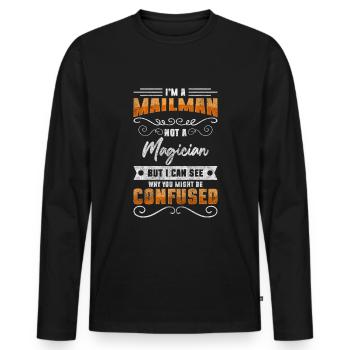 Postbote Paket Arbeit Bote - Männer Premium Bio Langarmshirt - Schwarz - Vorne - Nico (187cm)