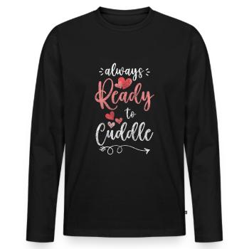 Beziehung Partner Kuschelig - Männer Premium Bio Langarmshirt - Schwarz - Vorne - Nico (187cm)