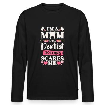 Arzt Bohrer Zahnspange - Männer Premium Bio Langarmshirt - Schwarz - Vorne - Nico (187cm)