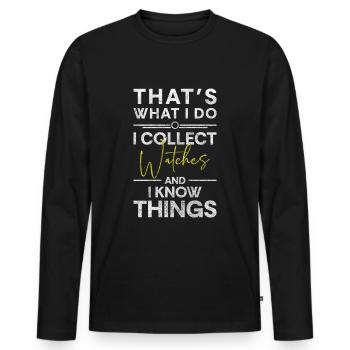 Armbanduhr Schweizer Uhrwerk - Männer Premium Bio Langarmshirt - Schwarz - Vorne - Nico (187cm)