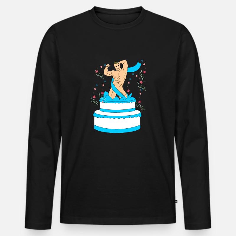 Striptease Überraschung Mann Nackt Junggesellen - Männer Premium Bio Langarmshirt - Schwarz