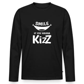 Dance prompt - without words, a smile is enough - Men's Premium Organic Long Sleeve Shirt - black - Front - Nico (187cm)