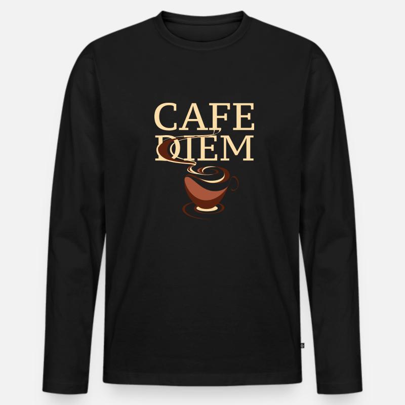 Café Diem - Männer Premium Bio Langarmshirt - Schwarz