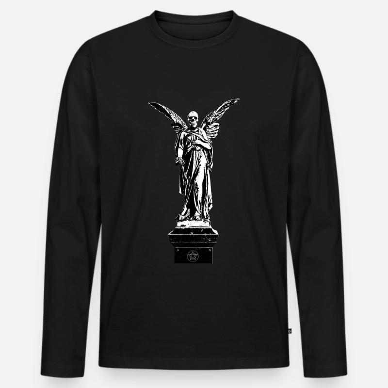 Totenengel auf Stehle - Männer Premium Bio Langarmshirt - Schwarz