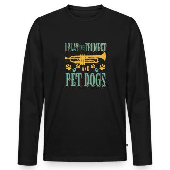 Trompete spielen und Hunde streicheln - Männer Premium Bio Langarmshirt - Schwarz - Vorne - Nico (187cm)